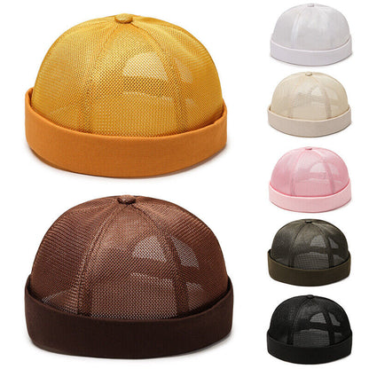 Men's Retro Brimless Hat Skull cap Sailor Cap Beanie Rolled Cuff Adjustable*