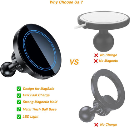 Magnetic Wireless Charging Phone Holder with 1 Inch Ball Mount for Magsafe, Meta