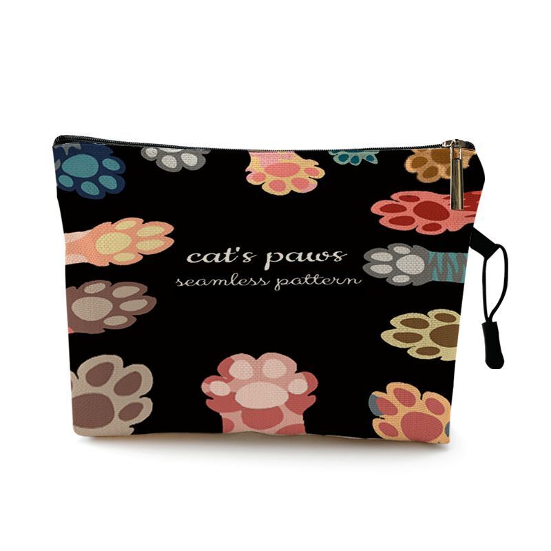 Cats Footprints Cosmetic Bag Cases Makeup Organizer Bag Traveling Polyester 1 PC