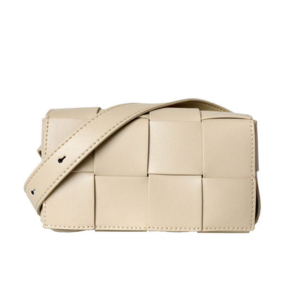 Mini Woven Real Leather Belt Bag Crossbody Sling Fanny Waist Pack Chain Clutch