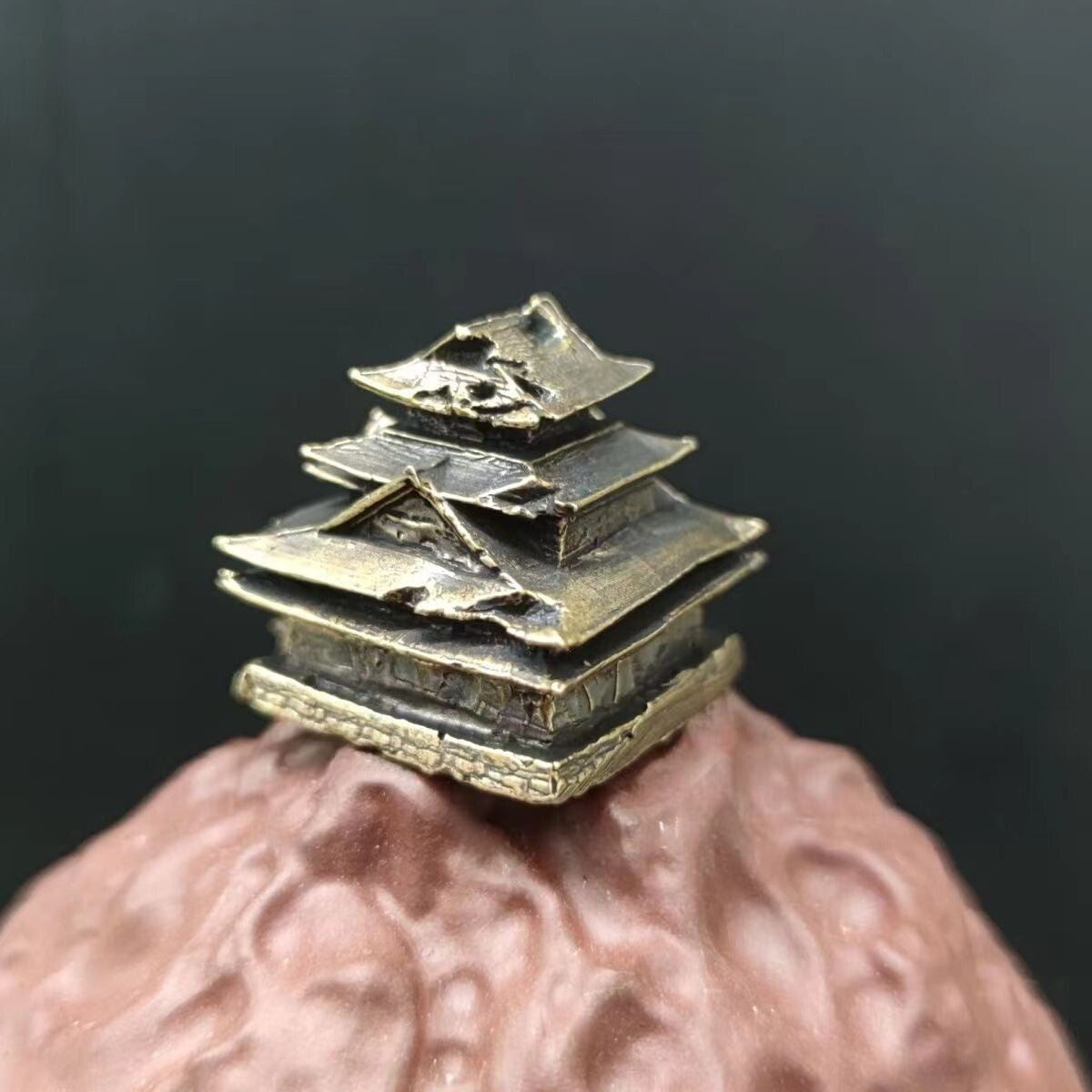 Copper Bonsai Suiseki Micro Landscape Decoration：tower Building