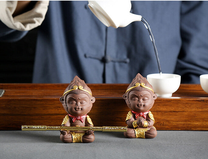 Creative Tea Pet Small Monkey King Statue Sunwukong Bar House Warming Gift China
