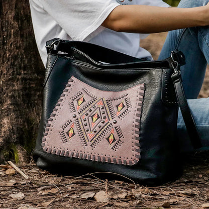 Celela Women Concealed Carry shoulder Bag Hand bag Embroidered Studs Wallet Tote