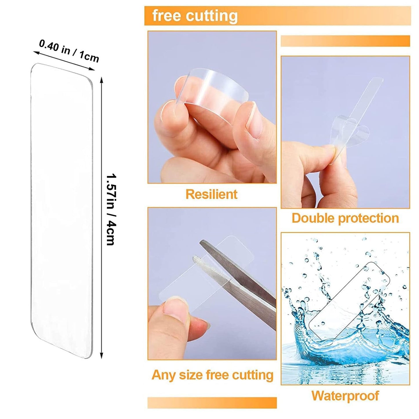 60pcs Double-sided Invisible Sticker Transparent Adhesive Traceless Sealing Tape