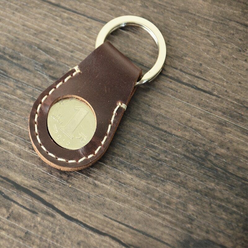 Genuine Leather Keychain Coin Storage Bags Multifunctional Cowhide Home Key Ring