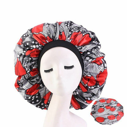 Sleep Night Cap Big Size Beauty Satin Silky Bonnet Head Cover Hat Curly Springy