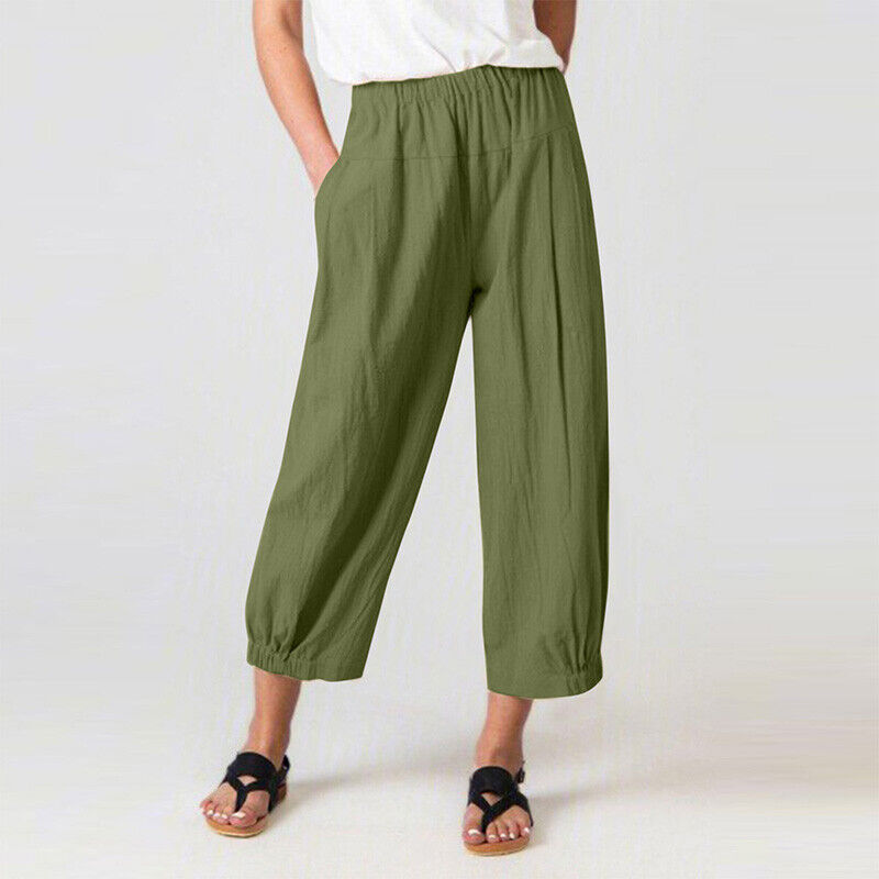 Womens Ladies Summer Harem Pants Elastic Waist Baggy Casual Trousers Pants