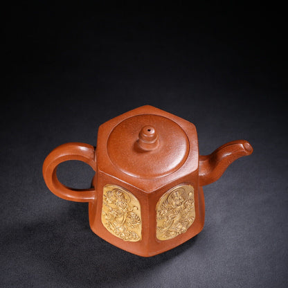 Chinese Yixing Zisha Clay Handmade Exquisite Teapot （六方 底款：乾隆年制）