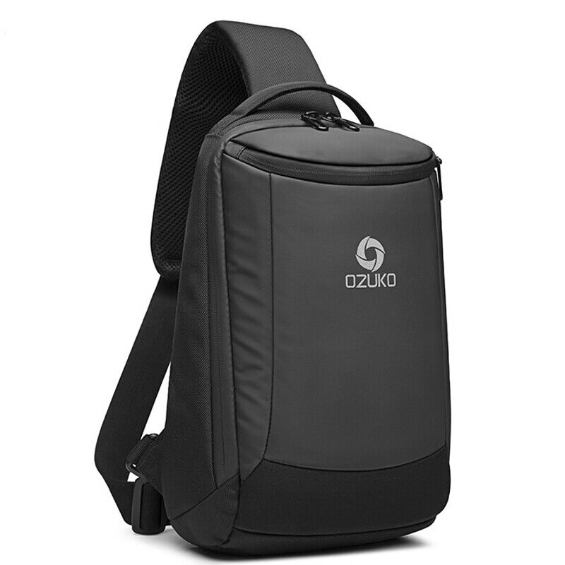 Men's Sling Backpack Oxford cloth Waterproof Crossbody Shoulder Bag USB Port