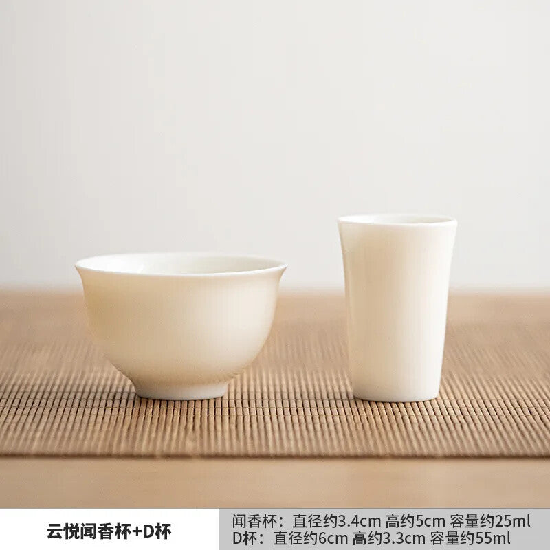 White Porcelain Teacup Sheep Fat Jade Chinese Small Tea Tasting Teaware Cup