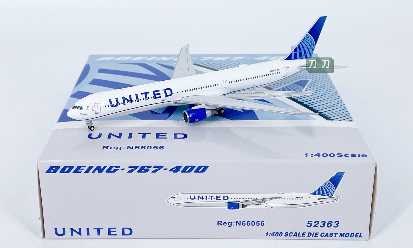 1:400 PandaModel UNITED B767-400 N66056 Passenger Airplane Diecast Model