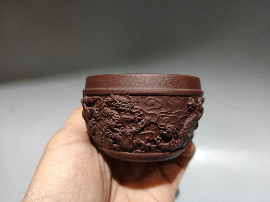 Chinese Yixing Zisha Clay Handmade Exquisite Dragon Pattern Cups