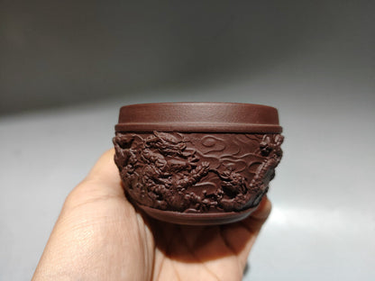Chinese Yixing Zisha Clay Handmade Exquisite Dragon Pattern Cups