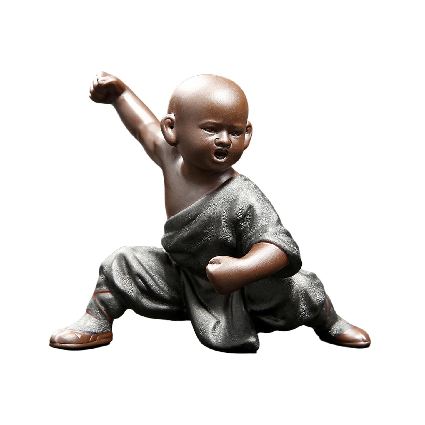 Chinese Kung Fu Monk Purple Sands Tea Pet Ornament 13cm Kung Fu Tea Set Decor