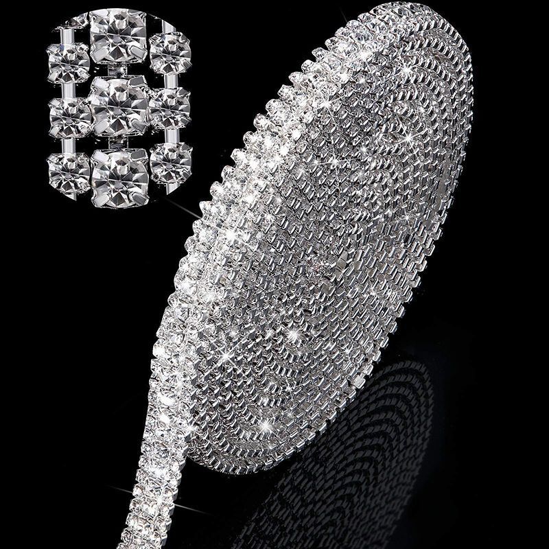 Dress Decoration Trims 3Rows Crystal Rhinestone Cup Chain DIY Applique Sew On 1M