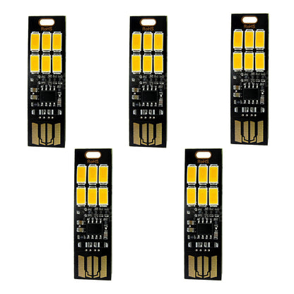 5x 6-LED USB Portable Keychain Lamp W/ Touch Dimming 1W 3200K Warm Light Kit