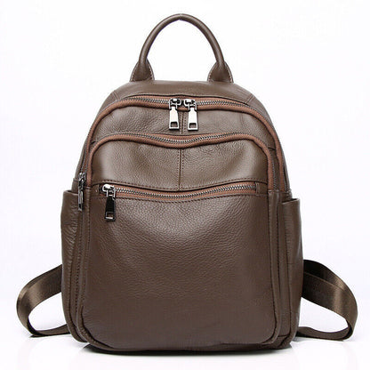 New Soft Leather Backpack, Women's Top Cow Leather Travel Rucksack School Bags