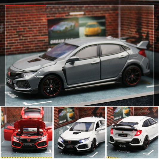 1:32 Diecast 2019 Honda Civic Type R Metal Car Model Toy Door Open Sound Light