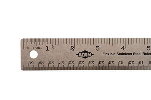ALVIN 12" Stainless Steel Ruler w\ Non-skid Cork Backing-Measure curved Surfaces