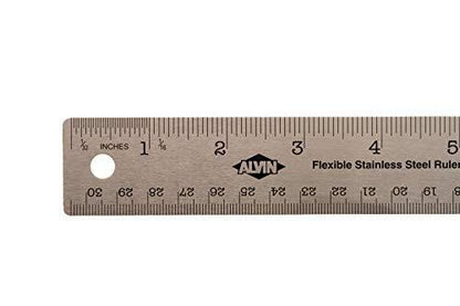 ALVIN 12" Stainless Steel Ruler w\ Non-skid Cork Backing-Measure curved Surfaces