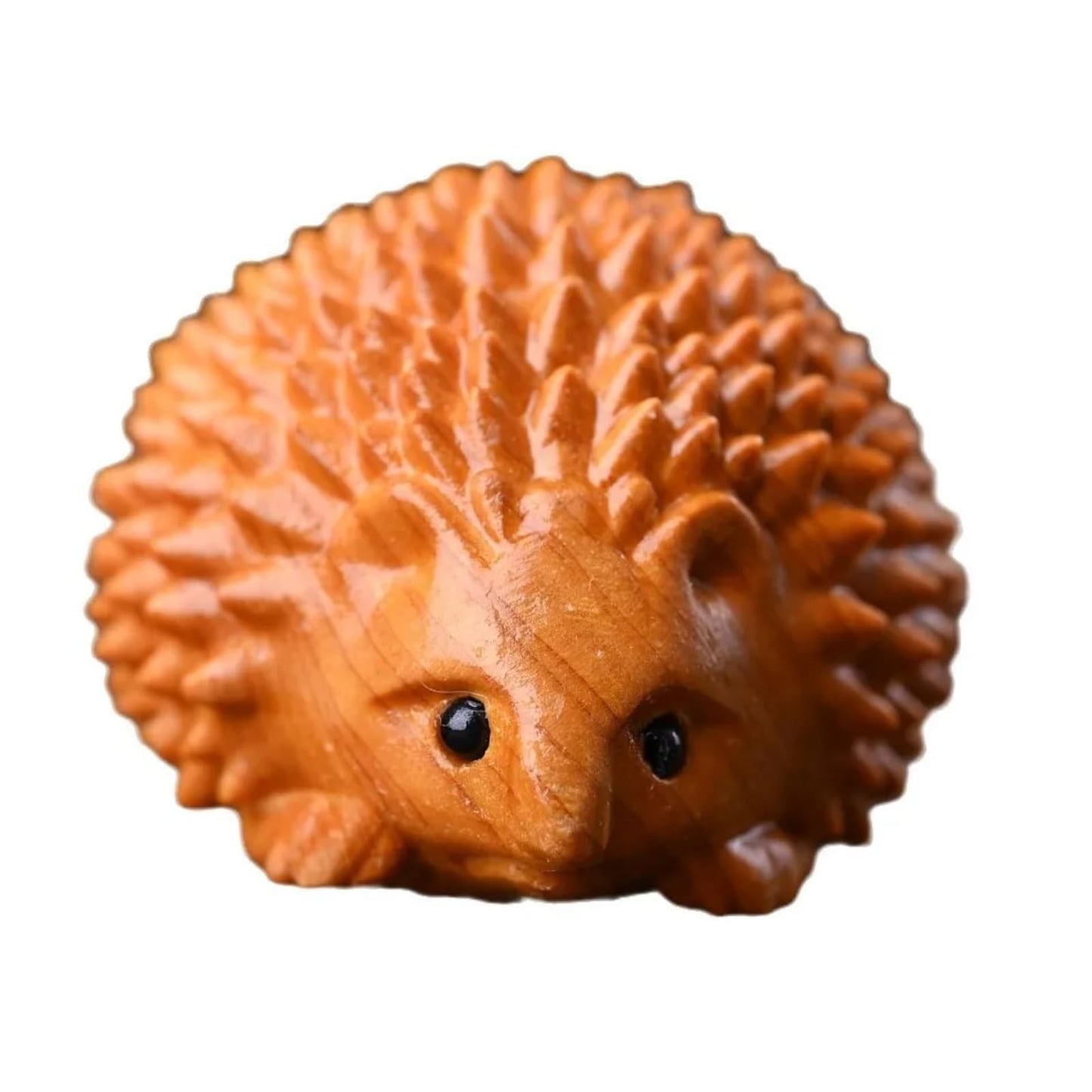 Little Hedgehog Yellow Wooden Tea Pet 5cm 2in Mini Wooden Carving Decor Tea Play