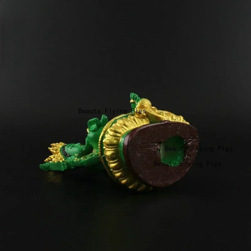13.5cm Resin Handpainted Feng Shui Green Tara Bodhisattva Buddha Statue Ornament