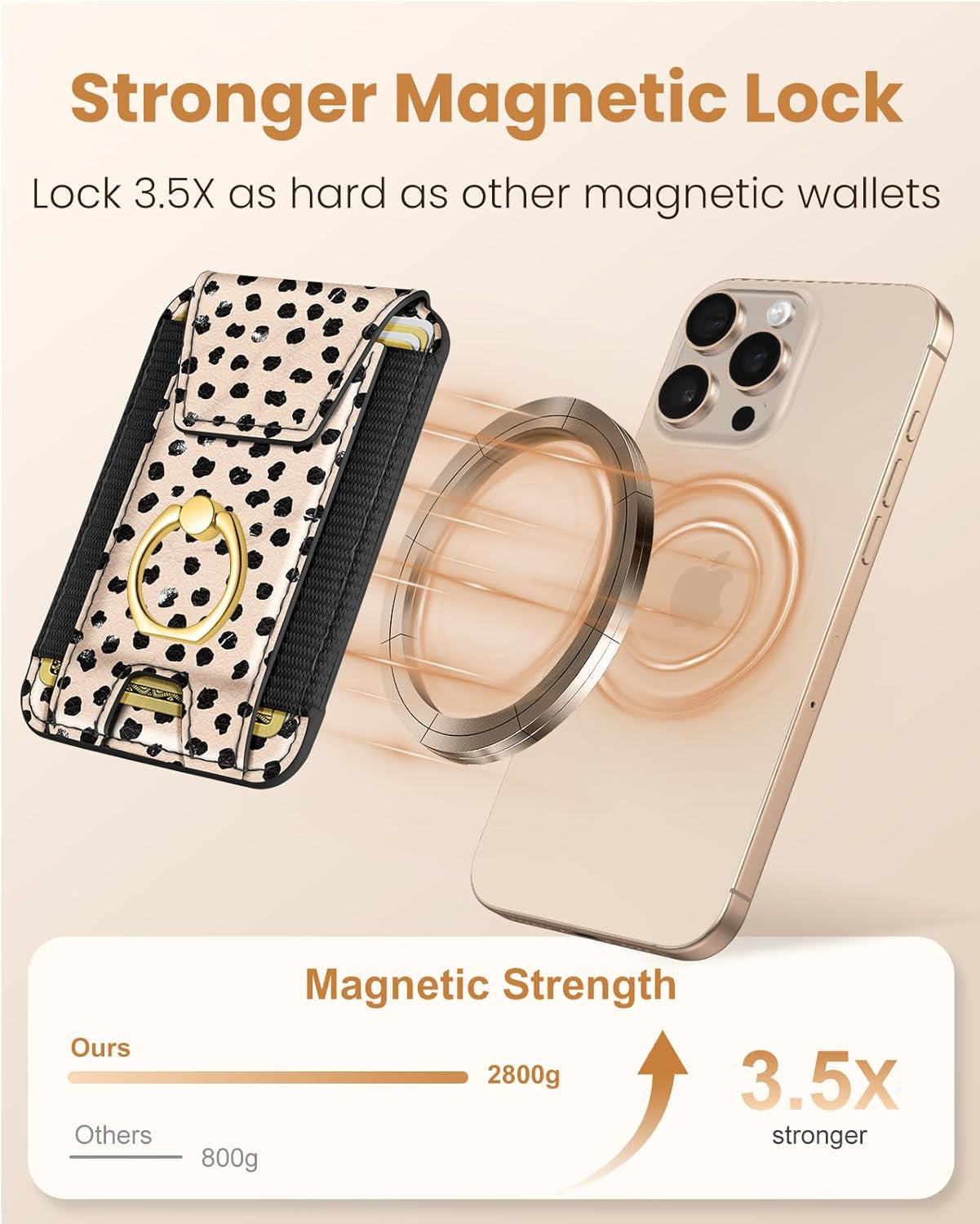Compatible with Magsafe Wallet with Ring Grip Magnetic Card Holder - Cute Phone