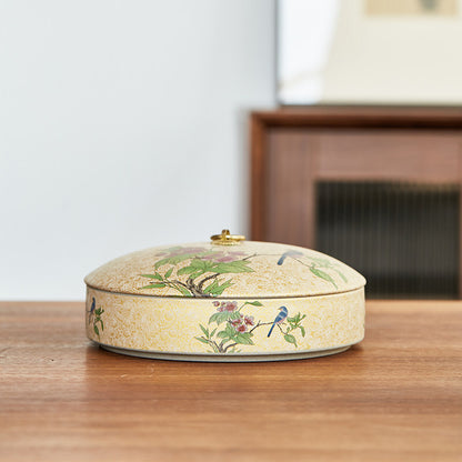 Tea Cainster With Lid Enamel Stoneware Jar For Pu'er Tea Cake Multi-functional