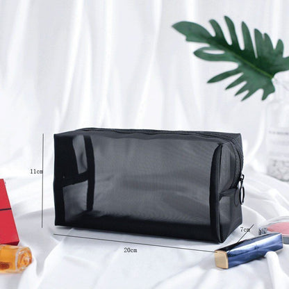 Clear Black Makeup Bags Travel Toiletry Cosmetic Organizer Pouch Set Mesh Purse
