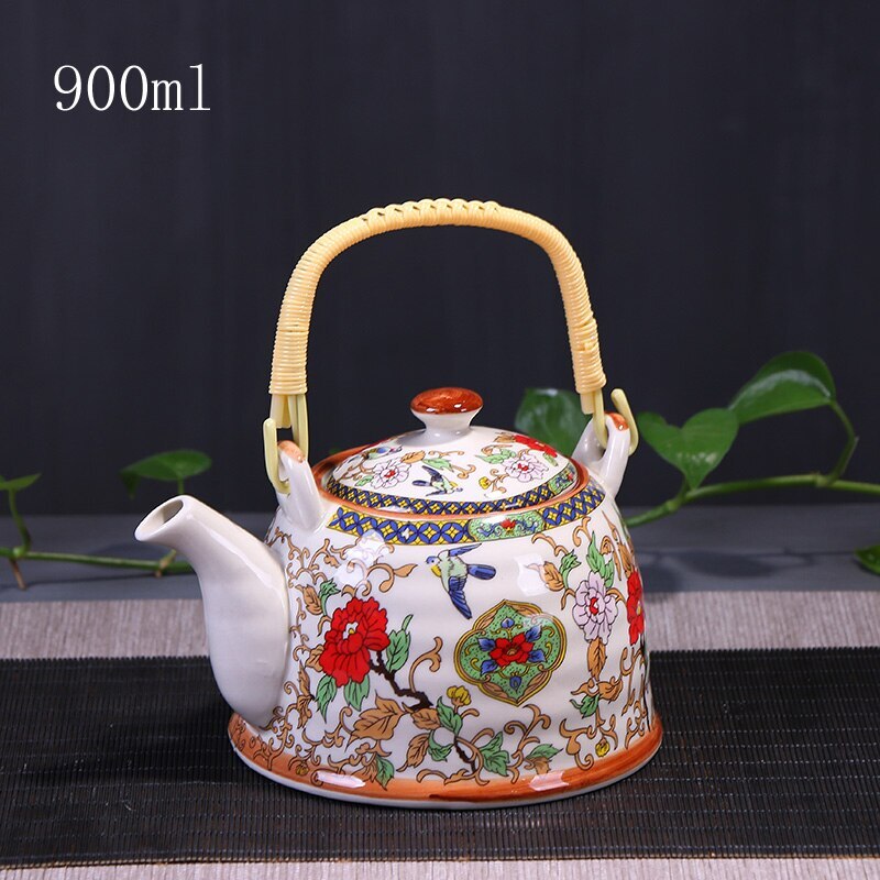 900ml China Porcelain Teapot With Strainer Net High Capacity Tea Pot For Hotel