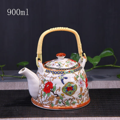 900ml China Porcelain Teapot With Strainer Net High Capacity Tea Pot For Hotel