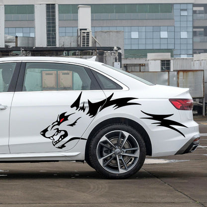 2Pcs Running Wolf Vinyl Graphics Decal Stickers For Car Side Body Rear Wheels
