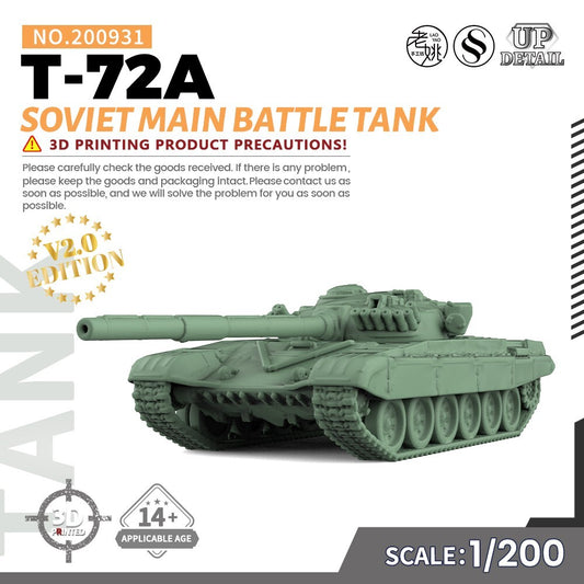 SSMODEL SS200931 1/200 Military Model Kit Soviet T-72A Main Battle Tank