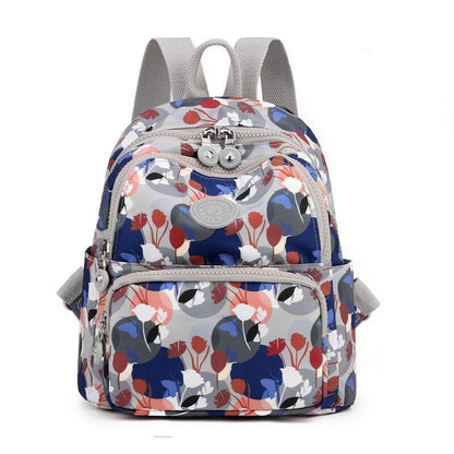 Small Backpacks Waterproof Flower Printing Shoulder School Bags Nylon Rucksack