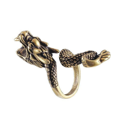 Pure Brass Dragon Cigarette Holder Ring Carved Smoking Finger Ring