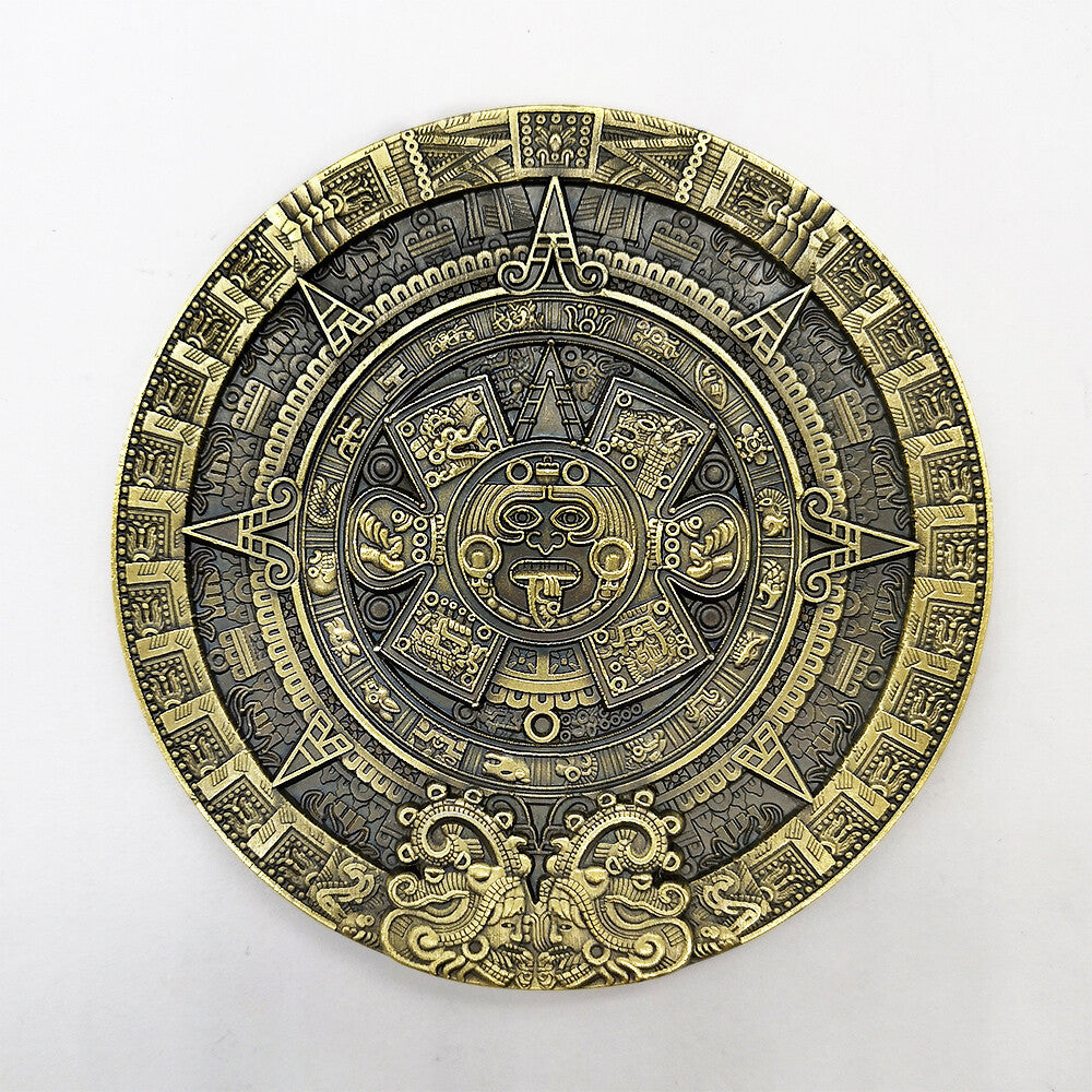 80mm Old Maya Bronze Commemorative Coins Mexico Prophecy Calendar Pyramid Aztec