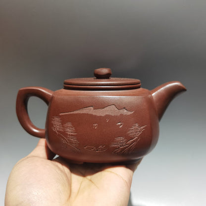 Chinese Yixing Zisha Clay Handmade Exquisite Teapot （方圆套壶 低款：顾景舟 )