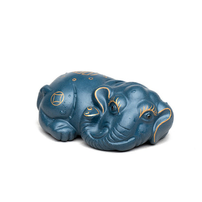 Creative Artware Table Decoration Yixing Zisha Green Clay Tea Pet Elephant China