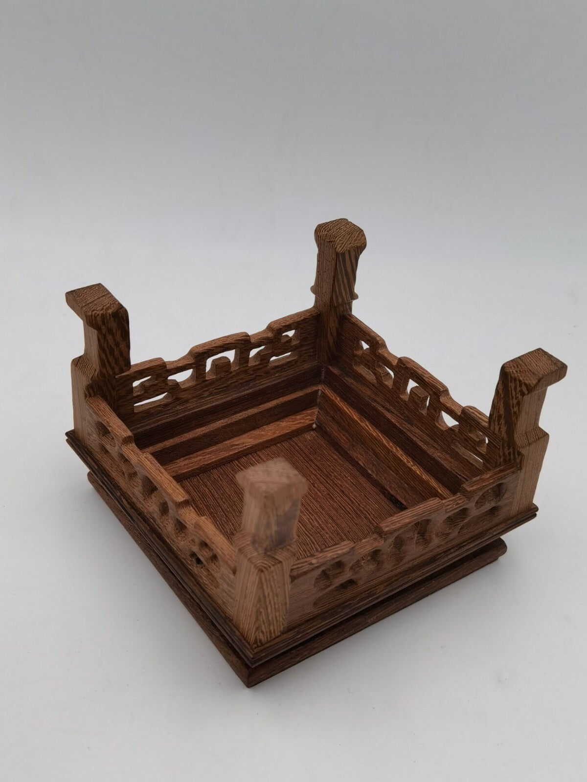 Jichi Wood Square Pedestal Fret Display Stand Vase Teapot Flower Pot Statue Base