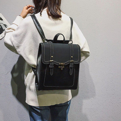 Backpack Synthetic Leather Daypack Vintage Student School College Shoulder Bags