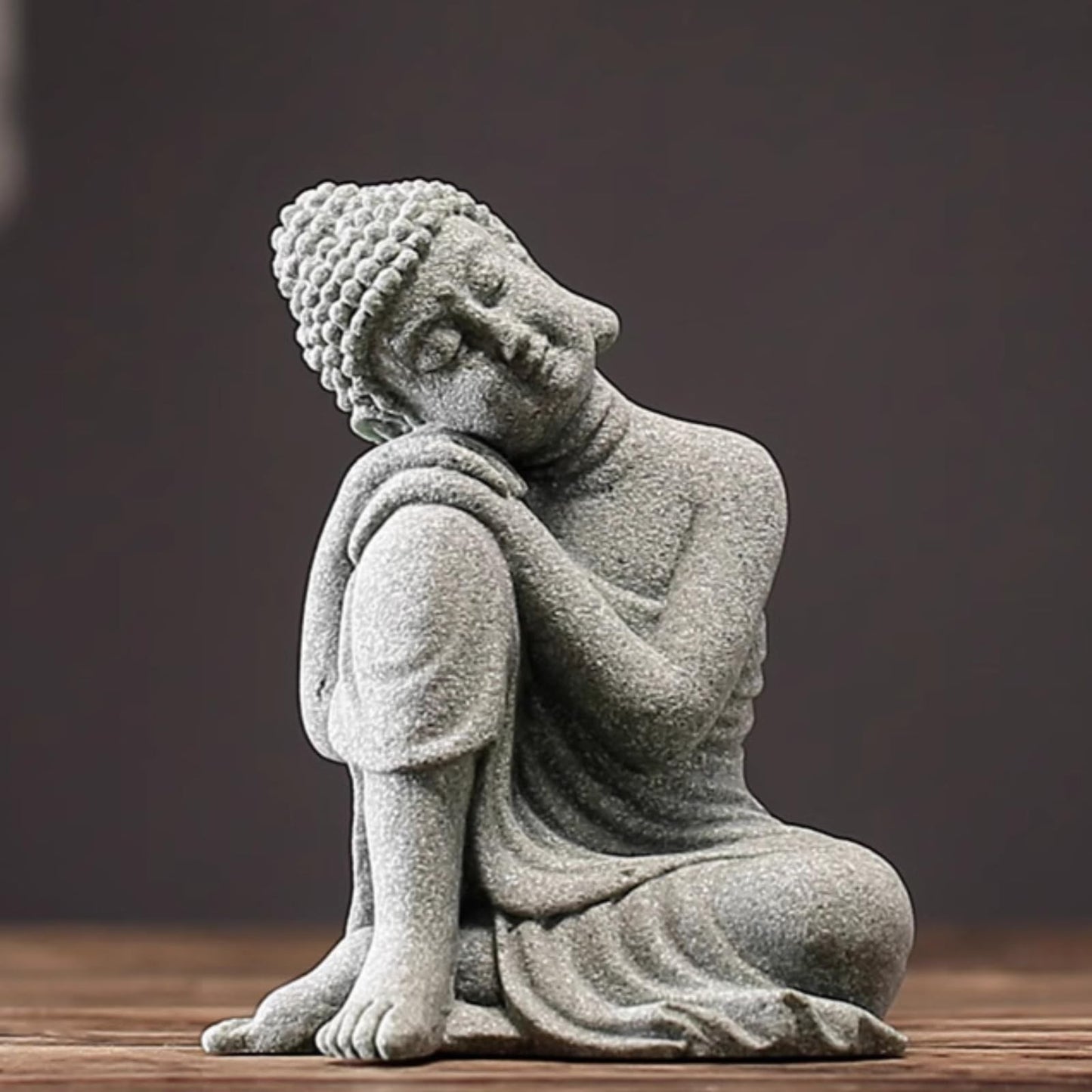 Buddha Statue Sandstone Tea Pet 9.5cm 3.8in Handmade Desktop Ornament
