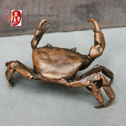 Fortune chinese copper Crab Figure statue netsuke collect Tea pet Table decor