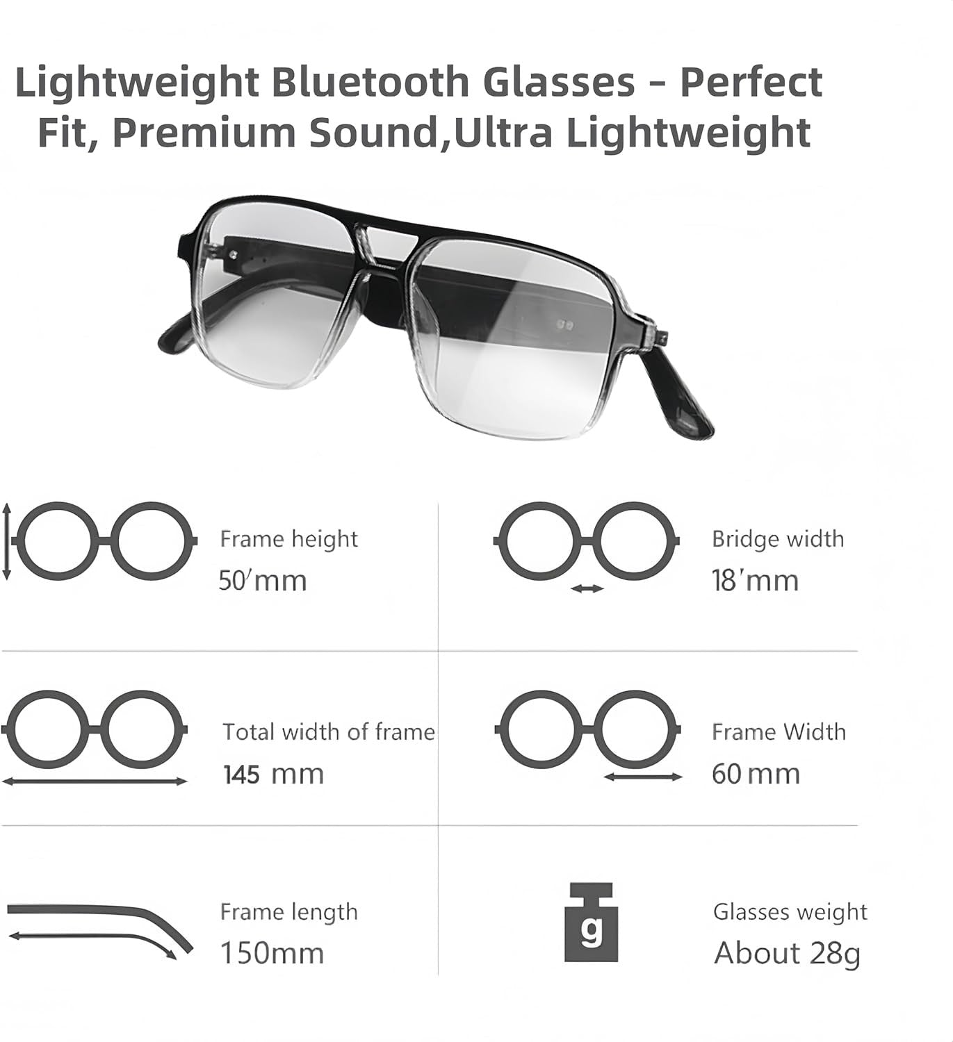 New Fashion Bluetooth Audio Smart Glasses Sunglasses Open Earbuds 2 Speakers