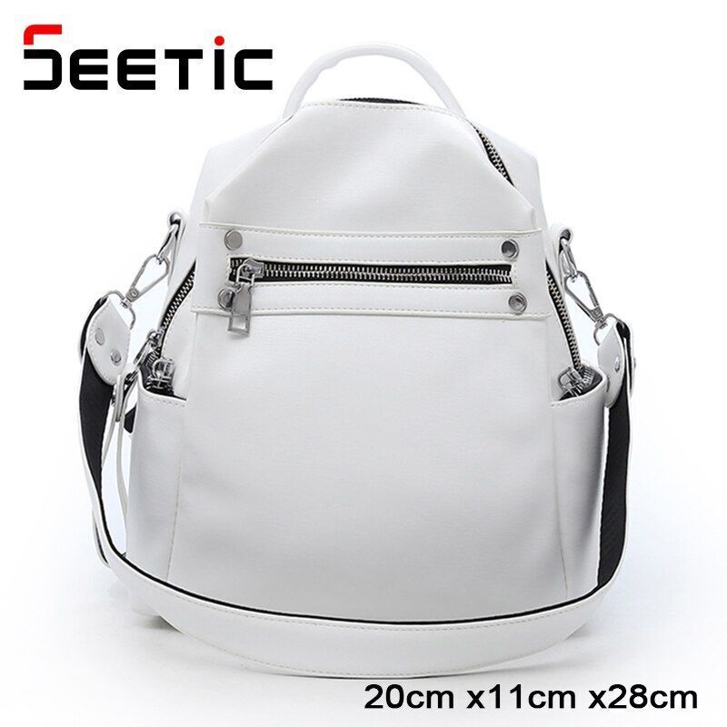 Synthetic Leather Backpack Bag Small Purse 20*11*28CM Pink/Black/White/Khaki 1PC