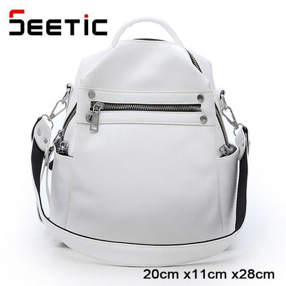 Synthetic Leather Backpack Bag Small Purse 20*11*28CM Pink/Black/White/Khaki 1PC