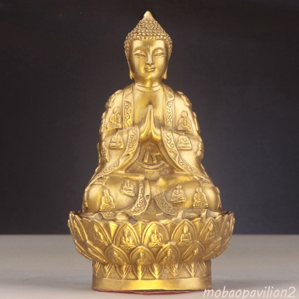 18cm 7" New Buddhism Brass Ten Thousand Buddha Tathagata Sakyamuni Buddha Statue