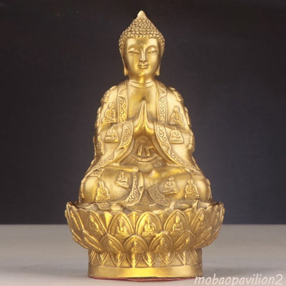 18cm 7" New Buddhism Brass Ten Thousand Buddha Tathagata Sakyamuni Buddha Statue
