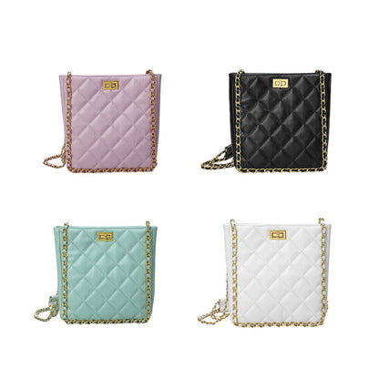 Small Quilted Sheepskin Leather Shoulder Bag Tote Chain Strap Handbag Fashion