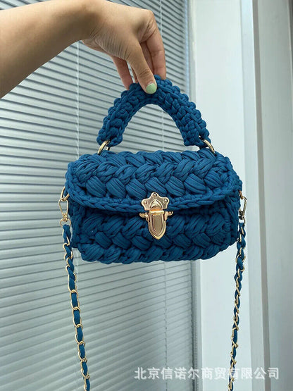 Women Handbag Chains Woven Shoulder Crossbody Bags Women Flap Lady Purses