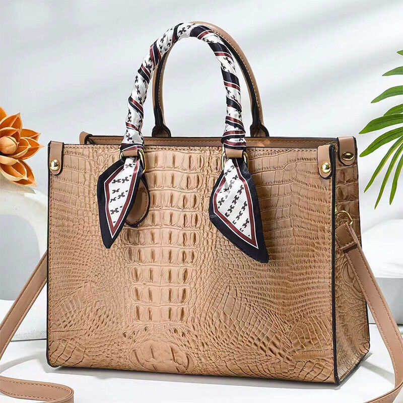 Fashion Crocodile Pattern Handbag Faux Leather Shoulder Bag Women's Purse